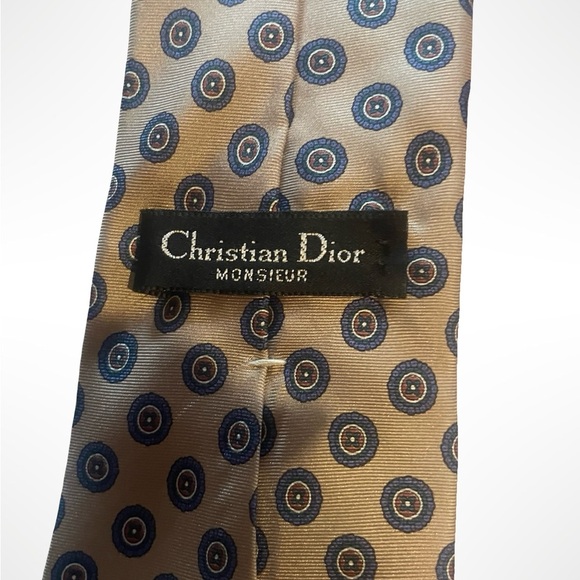 Vintage‎ Christian Dior Necktie Patterned Tie in Gold and Blue - Picture 2 of 3